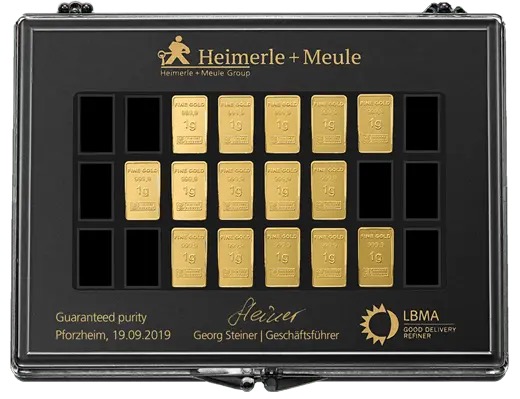 15 x 1 g Gold UnityBar Collection Heimerle und Meule